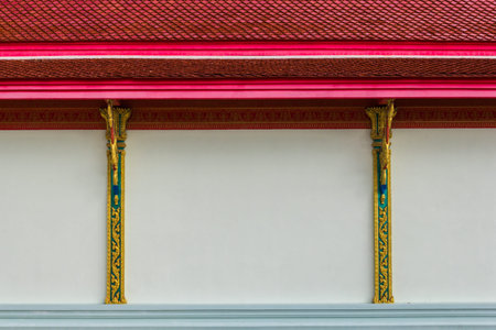 thai temple roof  and wall