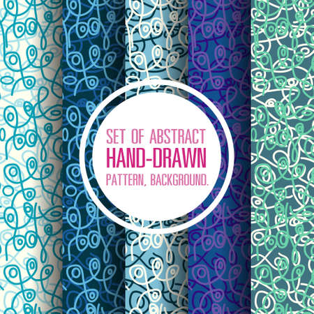 Set of abstract hand-drawn pattern, background.のイラスト素材