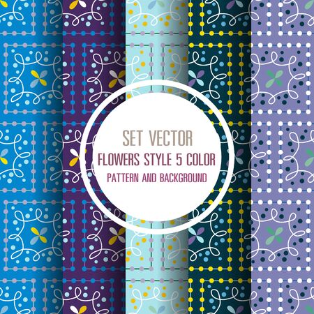 set vector floral 5 color pattern and backgroundのイラスト素材