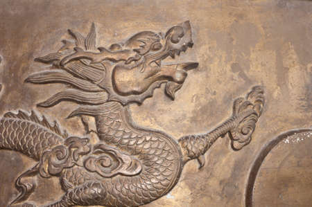 head of chinese dragon on incense burnerの写真素材