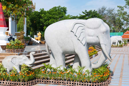Elephant Statue in The City Pillar Shrine of Ubon Ratchathani Province,Thailand, Thai style templeの写真素材