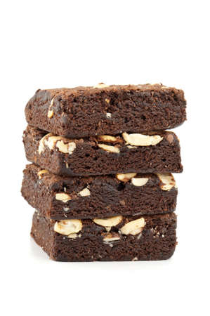 cashew nut brownie isolated on white backgroundの写真素材