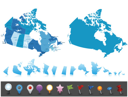 Canada - highly detailed map All elements are separated in editable layers clearly labeledのイラスト素材