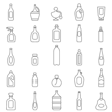 Bottle line icons set.Vectorのイラスト素材