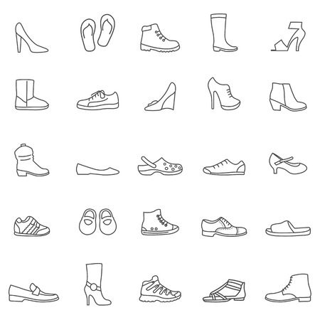 Shoes line icons set. Vectorのイラスト素材