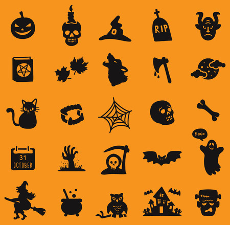 Halloween black icon setのイラスト素材