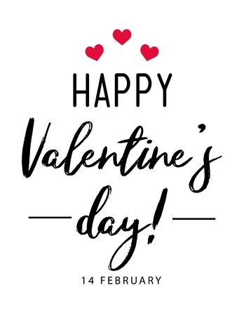 Happy Valentine's Day typography poster with handwritten calligraphy text, isolated on white background. Vector Illustration のイラスト素材