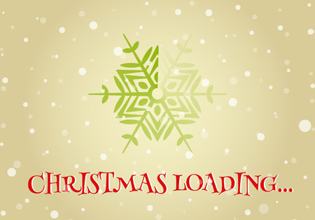 Christmas loader from snowflake and Christmas loading inscription. Original design element or template for banner, card, invitation, label, postcard, website, app and other. Vector illustration.のイラスト素材