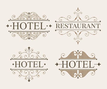 Luxury logo and monogram line art template set. のイラスト素材
