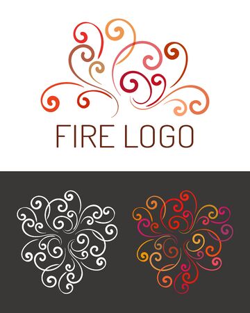 Logo design template. Abstract fire wave shape. Business, technology and nature logo symbol. Vector illustration.のイラスト素材