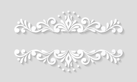 Elegant paper retro floral border. Hand drawn vintage design template for banner, greeting card, wedding invitation, vignette, menu etc.のイラスト素材