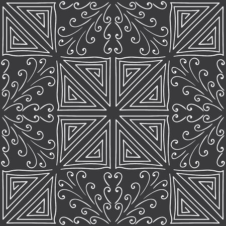 Abstract seamless hand drawn pattern on black background. Design element for background, textile, paper packaging and other. Vector illustration.のイラスト素材