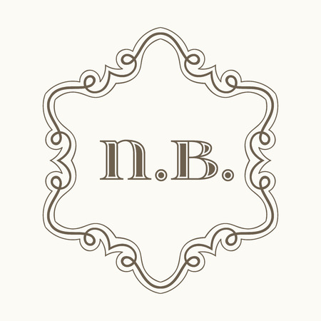 Elegant retro frame. Design template for banner, card, monogram, invitation, label and emblem. Lineart vintage vector illustration.のイラスト素材