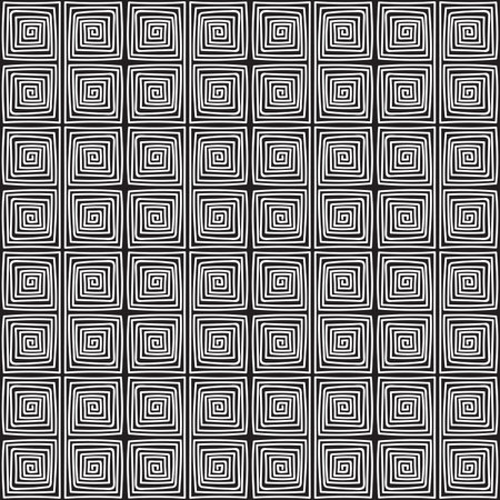 Seamless monochrome hand drawn meander pattern on black background. Design for background, paper packaging, wrapping paper. Vector illustration.のイラスト素材