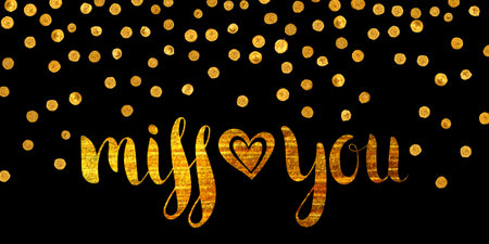 Gold textured inscription Miss you