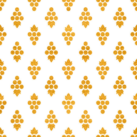 Golg textured seamless pattern of grapes on white background. Vintage design for paper packaging,...