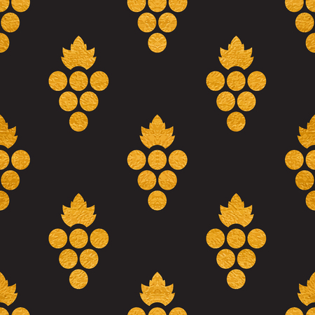 Golg textured seamless pattern of grapes isolated on white background.のイラスト素材