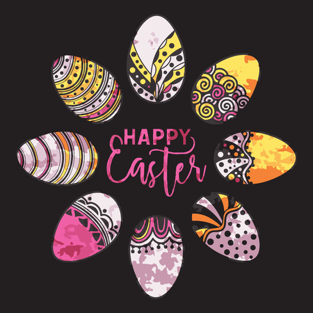 Easter doodle vector frameのイラスト素材