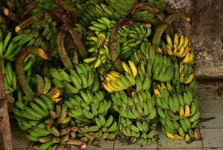 Fresh bananas at the traditional marketの写真素材