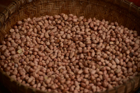 Peanuts that are ready to be fried for snacksの写真素材