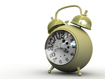 alarm yellow isolated clock on white