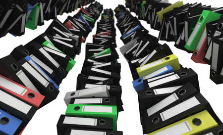 Piles of colored folders like high towersの写真素材