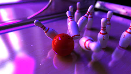 Good hit on bowling laneの写真素材