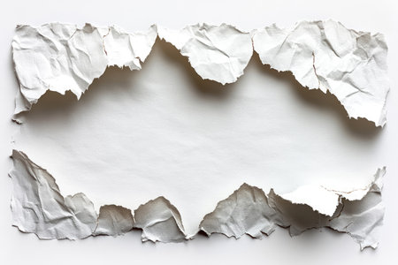 A white paper with a torn edge on the right side, isolated on a white background, in a banner format. --ar 3:2 --stylize 750 --v 6.1 Job ID: 76dcee9a-0d39-448b-ad9f-eca56ecc0866の素材