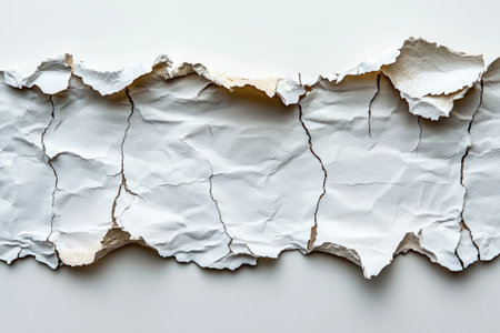 White paper with a torn border on a white background, providing ample space for text or a banner design. The image has a soft focus, resulting in a high-resolution appearance. --ar 3:2 --stylize 750 --v 6.1 Job ID: a5a7dd4f-66f4-448f-8575-3f591ef5b2a4の素材