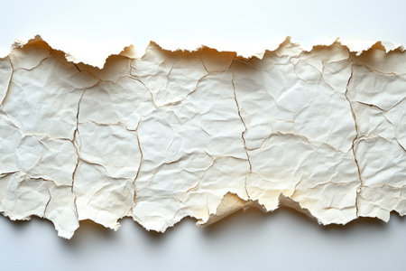 White paper with a torn border on a white background, providing ample space for text or a banner design. The image has a soft focus, resulting in a high-resolution appearance. --ar 3:2 --stylize 750 --v 6.1 Job ID: a5a7dd4f-66f4-448f-8575-3f591ef5b2a4の素材