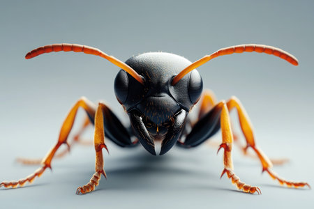 3D render of an ant, close-up shot, studio lighting, high-resolution photography, insanely detailed, fine details, isolated plain background, stock photo, professional color grading, hyperrealism. --ar 3:2 --v 6.1 Job ID: 4b9e74ac-e64f-45fb-bc13-cfb8f9533749の素材