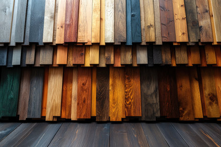 Color samples of different types and styles of wooden samples, vinyl floor planks, and wall panels for interior design material swatches. --ar 3:2 --stylize 750 --v 6.1 Job ID: a2df0398-a443-4c68-b1eb-30b8d57f2938の素材