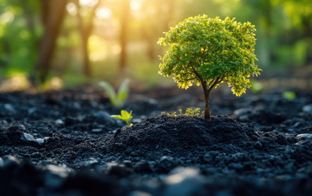 Green energy and money concept with a light bulb and a tree inside on a blurred background. Green environmental showcase for financial growth, a solarpunk idea. Energy ecology concept. --ar 8:5 --stylize 750 --v 6.1 Job ID: e0e92a6f-837a-4238-805b-a87dcd86ba40の素材