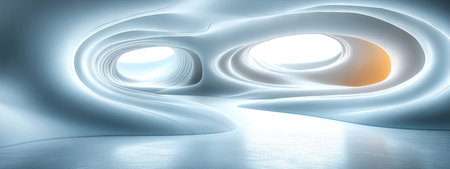 Abstract white background with geometric lines and curves, a 3D rendering illustration of a minimalistic architectural concept. --ar 8:3 --stylize 750 --v 6.1 Job ID: fb8a1ae9-ddd6-4f53-92dd-3dfd735a4f21の素材