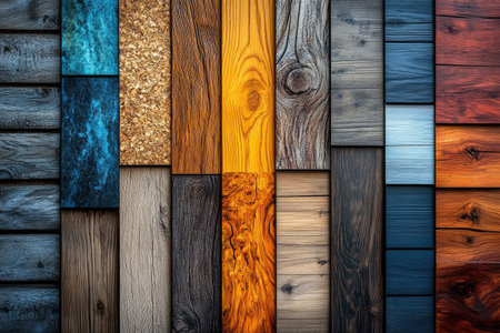 A variety of wood samples and color swatches, showcasing different textures, styles, tones, materials, as well as the material's quality and aesthetic appeal for interior design in Montreal. 8K, real photo, photography in the style of Montreal. --ar 3:2 --stylize 750 --v 6.1 Job ID: 5ce75726-532e-4c46-a981-f88a0ba4c84cの素材
