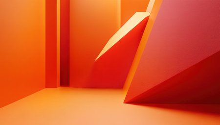 An orange background with abstract geometric shapes, an orange gradient background, an orange color theme, a simple design, a high-resolution, professional photograph. The background is a solid orange color with a smooth gradient that transitions from light to dark shades of orange. The shape in the top-left corner looks like an angle or triangle, and its coloration shines in a gradient from yellowish-white to deep reds. It has sharp edges and a glossy finish. --ar 53:30 --v 6.1 Job ID: 4aecca9b-2a99-44a0-a8c4-a10647ad9d73の素材