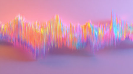 This abstract illustration features a colorful design with a spectrum of shades and light effects. The composition displays various shapes and a sense of movement. Suitable for digital backgrounds, website design, and artistic projects. The overall tone is bright and energetic with potential use for commercial or creative purposes.の素材