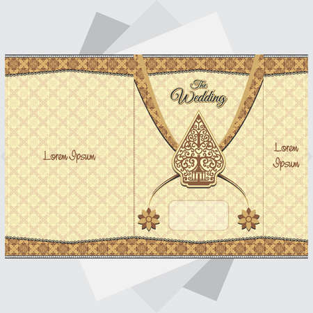 batik wedding invitation backgroundのイラスト素材