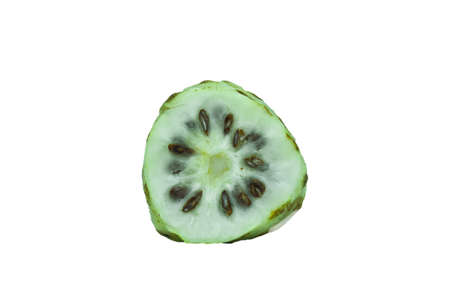 noni or Morinda Citrifolia and slice isolated on white backgroundの写真素材