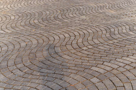 Perspective Viewing Monotone Gray Brick Stone Pavement on Ground for Roads. Sidewalk, Driveway,...