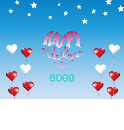 Valentine card with realistic 3D heart, title - Happy Valentines Day. Concept for poster, banner or invitation for All Lovers Day with lettering. Vector illustration.のイラスト素材