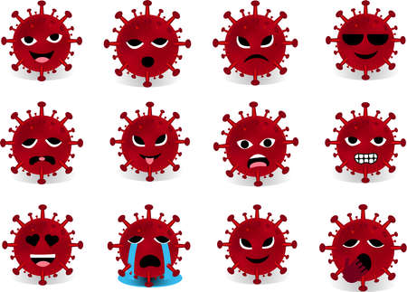 virus emojis vector set in white background. Vector illustration.のイラスト素材