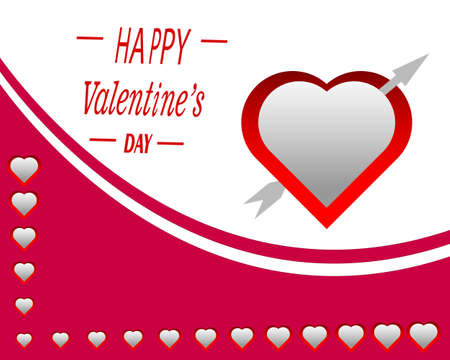 Valentine's day concept background. Vector illustration. red and white paper hearts with white square frame. Cute love sale banner or greeting cardのイラスト素材