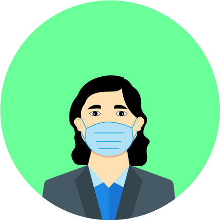 A girl wears mask against  virus. Vector illustrationのイラスト素材