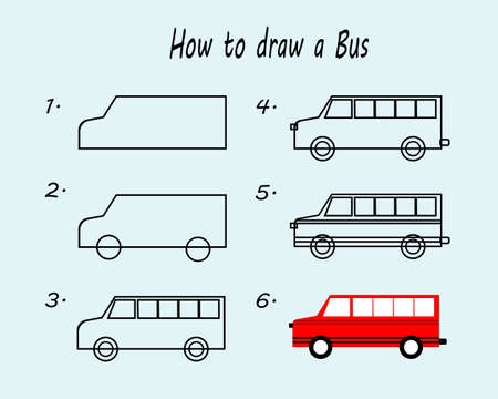 How to draw a bus. Good for drawing child kid illustration. vector illustration.のイラスト素材