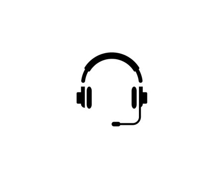 Headset icon, Support Headphone. Flat Vector Icon illustration. Simple black symbol on white background. Headset, Support Headphone sign design template for web and mobile UI elementのイラスト素材