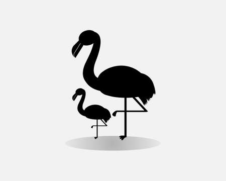 Flamingo silhouette icon. Vector illustration isolated on white backgroundのイラスト素材