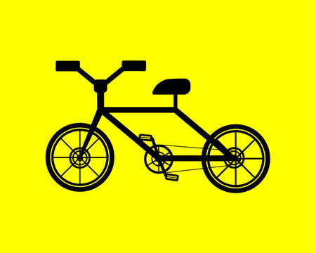Bicycle isolated vector illustration, flat cartoon bike on yellow background