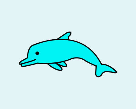 Cartoon blue Dolphin. Vector illustration, isolated, on blue background.のイラスト素材