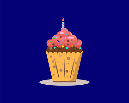 Birthday cake icon vector illustration. Happy birthday. Cake for birthday celebration